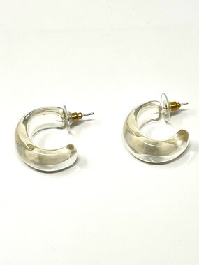 New Anthropologie Clear Resin Hoop Earrings